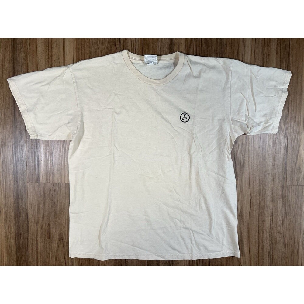 Vintage Nike Logo Cream Cotton Tee Shirt Size Large